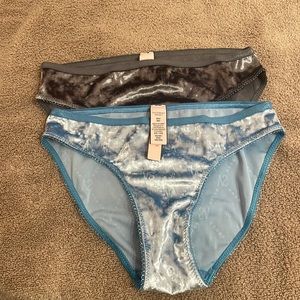 Victoria Secret bundle of 2 velvet underwear BLUE AND GRAY